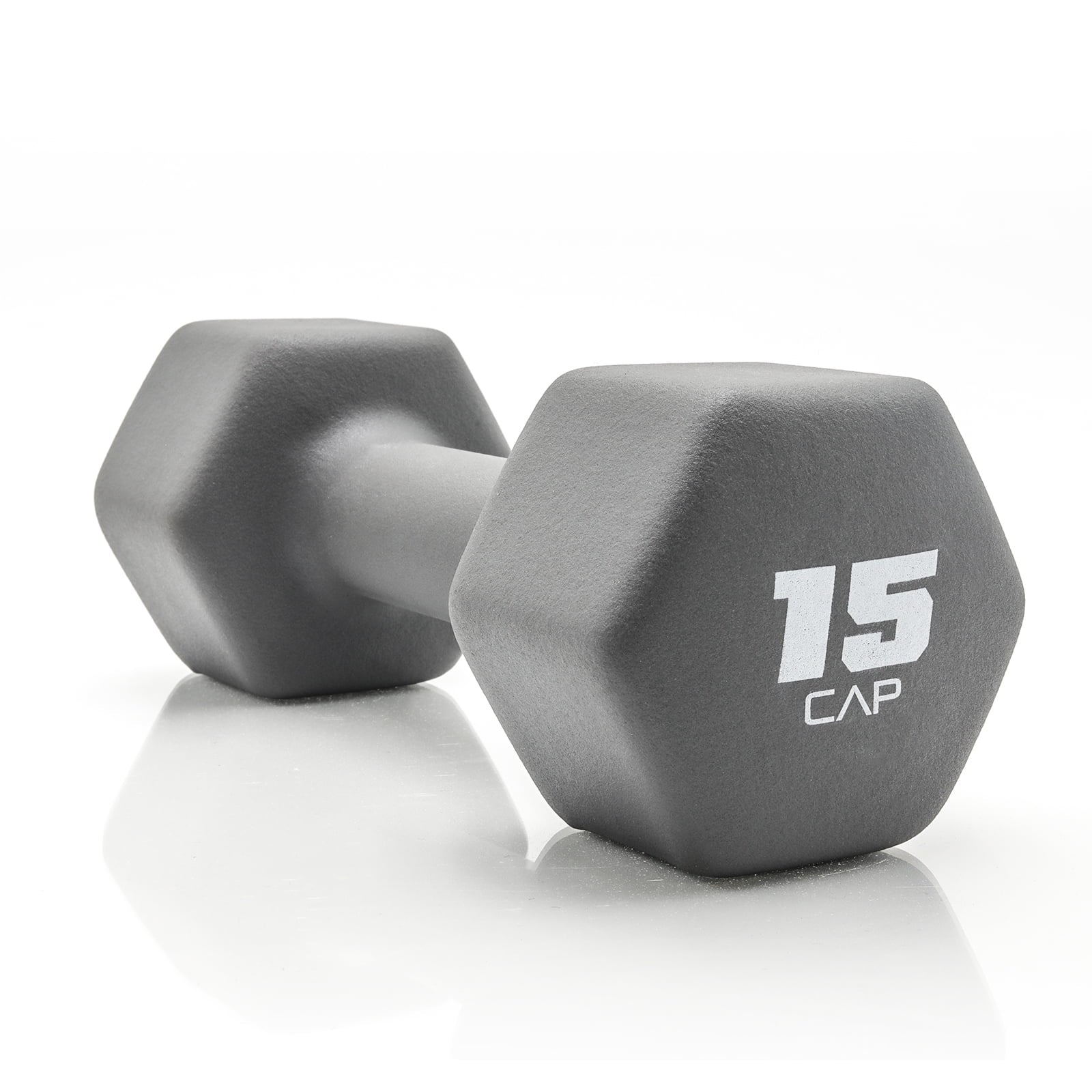 , 15Lb Neoprene Dumbbell, Cool Gray, Single