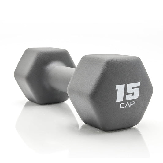 , 15Lb Neoprene Dumbbell, Cool Gray, Single